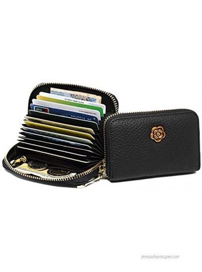 imeetu RFID Credit Card Holder Zipper Leather Card Case Small Wallet for Women,SBlack