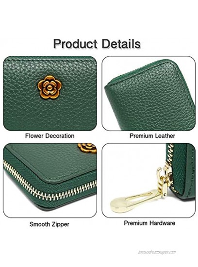imeetu RFID Credit Card Holder Zipper Leather Card Case Small Wallet for Women,SBlack