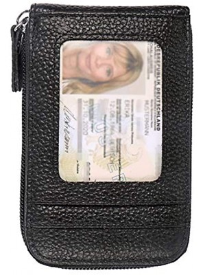 Jamicode RFID Blocking Leather Wallet for Women Credit Card Holder Case with ID Window