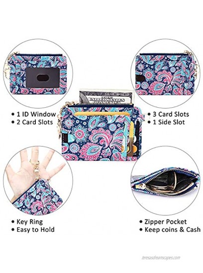 KUKOO Slim Minimalist RFID Credit Card Holder Front Pocket Wallet for Women Coin Purse with Keychain Gift Box
