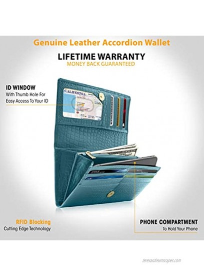 Leather Clutch RFID Wallets For Women Big Womens Wallet Accordion Purse Organizer Zip Coin Pouch Gifts For Women