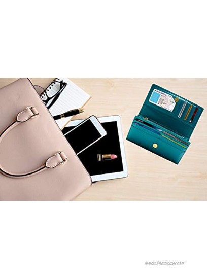 Leather Clutch RFID Wallets For Women Big Womens Wallet Accordion Purse Organizer Zip Coin Pouch Gifts For Women
