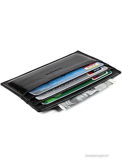 leatherw credit card holder,large capacity of 6 cards,minimalist credit card,front pocket wallets insert suitable for men&women