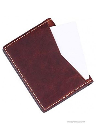 LETHNIC Handmade Leather Business Card Holder For Women Mini Bifold Wallet JOY