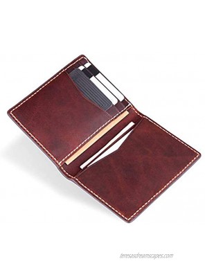 LETHNIC Handmade Leather Business Card Holder For Women Mini Bifold Wallet JOY