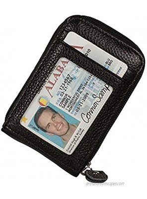 Noedy RFID Blocking Credit Card Case Organizer Genuine Leather Zip-Around Security Wallet Black