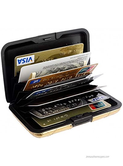 Quilted Leather Aluminum RFID Blocking Wallet Slim Hard Metal Credit Card Holder
