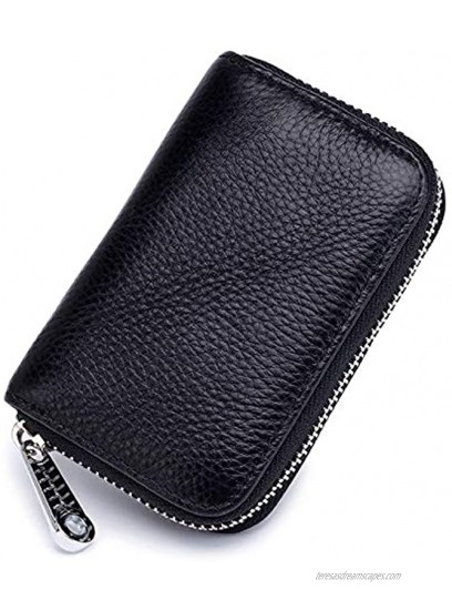 RFID Credit Card Holder Genuine Leather Credit Card Wallet with Zipper