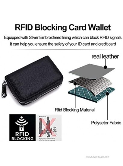 RFID Credit Card Holder Genuine Leather Credit Card Wallet with Zipper