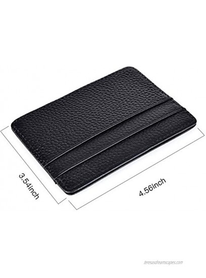 RFID Credit Card Holder Leather Slim Wallet with ID Window Black with ID window