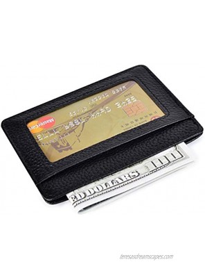 RFID Credit Card Holder Leather Slim Wallet with ID Window Black with ID window
