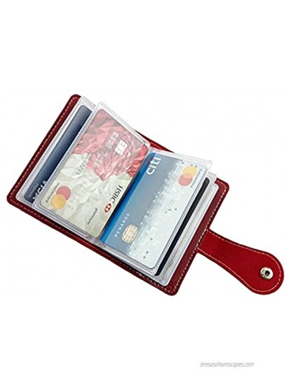 Sanzeon Credit Card Holder Wallet PU Leather Business Card Organizer with  26 Card Slots Debit Card Protector Organizer Case Red