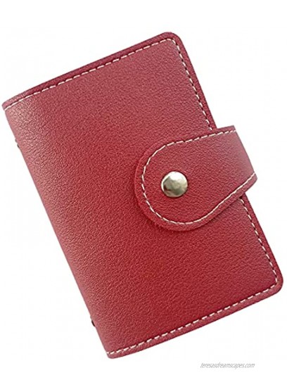 Sanzeon Credit Card Holder Wallet PU Leather Business Card Organizer with  26 Card Slots Debit Card Protector Organizer Case Red