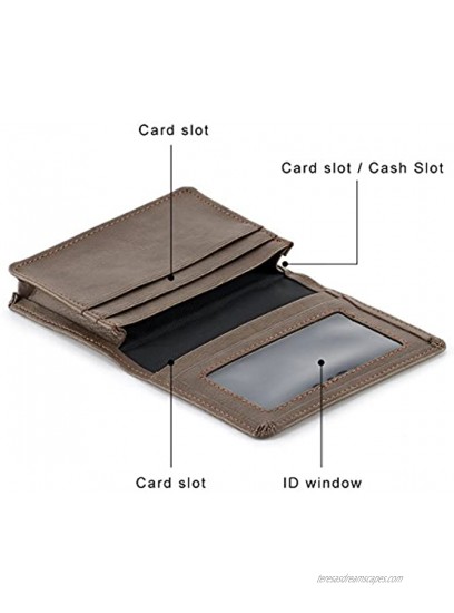 Slim Credit Card Holder Wallet Leather Card Case Mini Pocket Wallet with ID Window for Men and Women