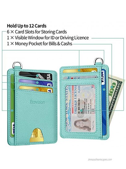 Slim Minimalist Front Pocket Wallet Ecovision RFID Blocking Credit Card Holder Wallet with Detachable D-Shackle for Men Women