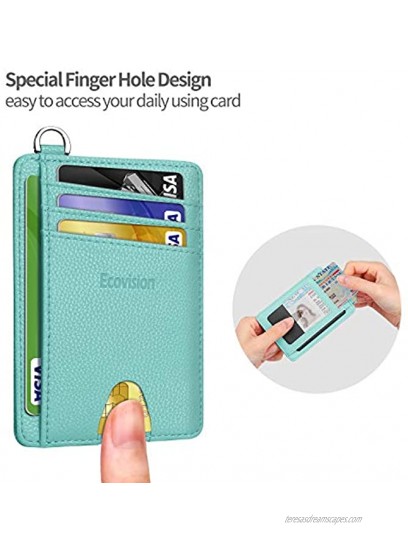 Slim Minimalist Front Pocket Wallet Ecovision RFID Blocking Credit Card Holder Wallet with Detachable D-Shackle for Men Women