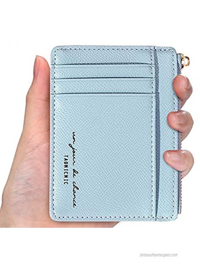 Slim Minimalist Wallets for Men & Women RFID Credit Card Holder Wallet 8 Card Slots with Keychain Ring Beige