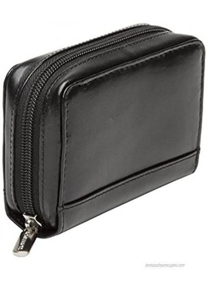 Tony Perotti Unisex Italian Bull Leather Zip-Around Accordion Business and Credit Card Holder in Black