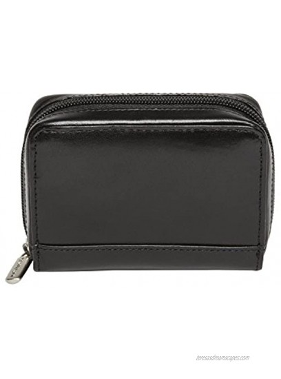 Tony Perotti Unisex Italian Bull Leather Zip-Around Accordion Business and Credit Card Holder in Black