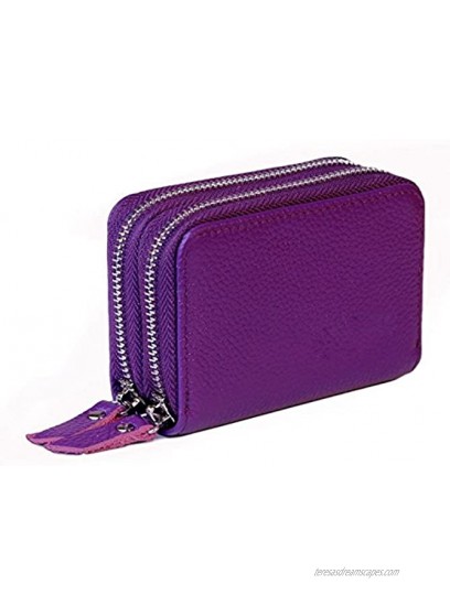 TraderPlus Women's RFID Blocking Leather Zipper Card Wallet Small Purse Credit Card Case Holder for Mother Day Gift Purple