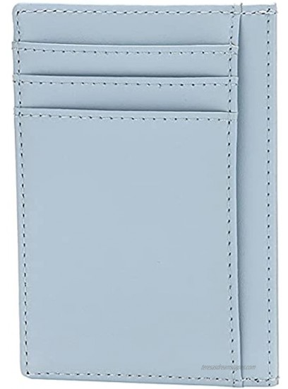 Womens Slim RFID Blocking Credit Card Holder Minimalist Leather Front Pocket Wallet Blue