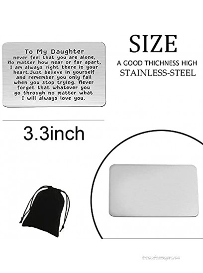 Daughter Gift from Mom to My Daughter Engraved Metal Wallet Card Inserts for Women Her Inspirational Graduation