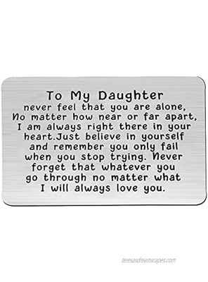 Daughter Gift from Mom to My Daughter Engraved Metal Wallet Card Inserts for Women Her Inspirational Graduation