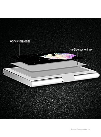 Design Sliver Business Card Holder Metal Stainless Steel Name Wallet Credit Case for Men & Women-Wolf Galaxy Unicorn