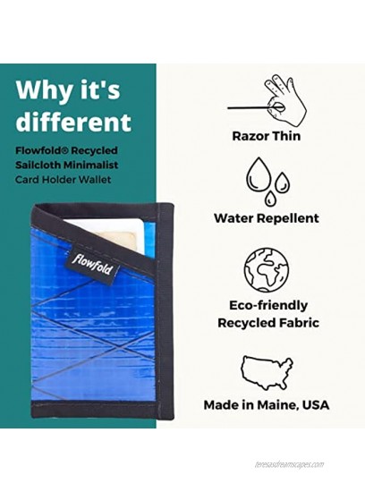 Flowfold Recycled Sailcloth Minimalist Card Holder Durable Slim Wallet Front Pocket Wallet Card Holder Wallet Made in USA