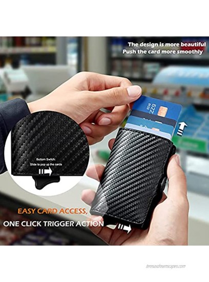 Mankoda Carbon Fiber RFID Blocking Wallet Credit Card Holder Pop Up Slim Money Clip Card Case Smart Minimalist Wallet for Men