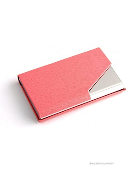 PartstockTM Business Name Card Holder Luxury PU Leather & Stainless Steel Multi Card Case,Business Name Card Holder Wallet Credit card ID Case Holder For Men & Women,with Magnetic Shut.Pink