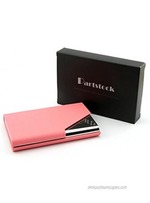 PartstockTM Business Name Card Holder Luxury PU Leather & Stainless Steel Multi Card Case,Business Name Card Holder Wallet Credit card ID Case Holder For Men & Women,with Magnetic Shut.Pink