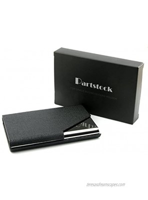 PartstockTM Business Name Card Holder PU Leather & Stainless Steel Multi Card Case,Business Name Card Holder Wallet Credit card ID Case Holder For Men & Women,with Magnetic Shut.Black