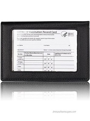 PU Leather Vaccine Card Case Protector with Transparent Clear Window CDC Vaccination Card Protector 4 X 3 Inches Immunization Record Vaccine Cards Holder