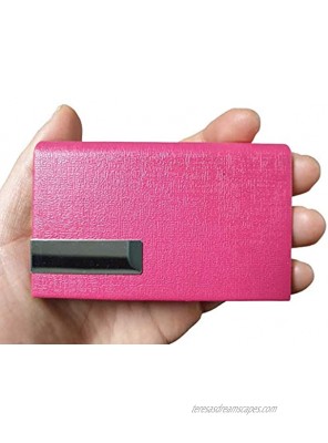Red Business Name Card Holder 3.7 x 2.4 x 0.7 inches Leather Stainless Magnets Gift for Visitors Employees Events Participants Vegan Leather Card