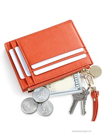 SERMAN BRANDS Slim Wristlet Card Case Holder Small RFID Blocking Wallet Change Purse for Women Keychain