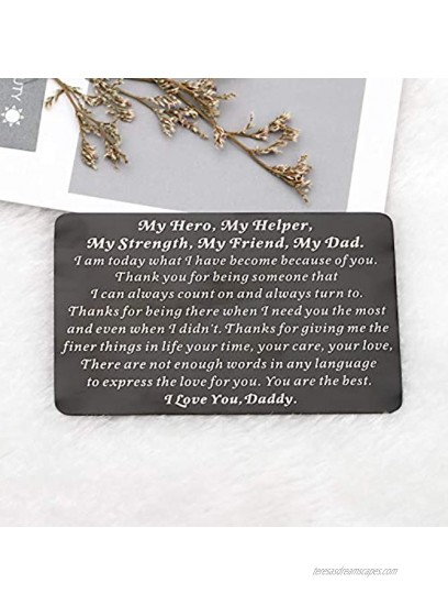 WSNANG Love Note Engraved Metal Wallet Insert Card for Dad Thank You Dad Gifts from Daughter Son