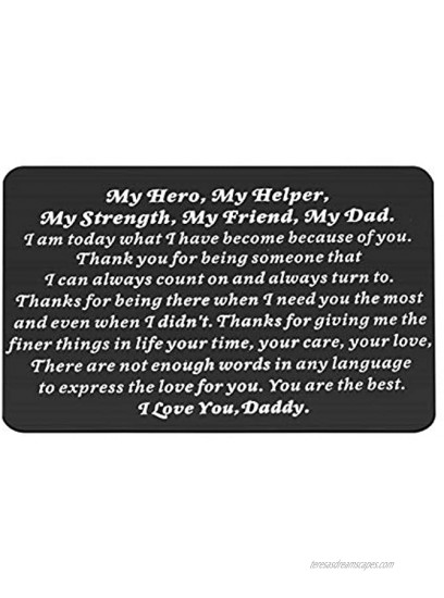 WSNANG Love Note Engraved Metal Wallet Insert Card for Dad Thank You Dad Gifts from Daughter Son