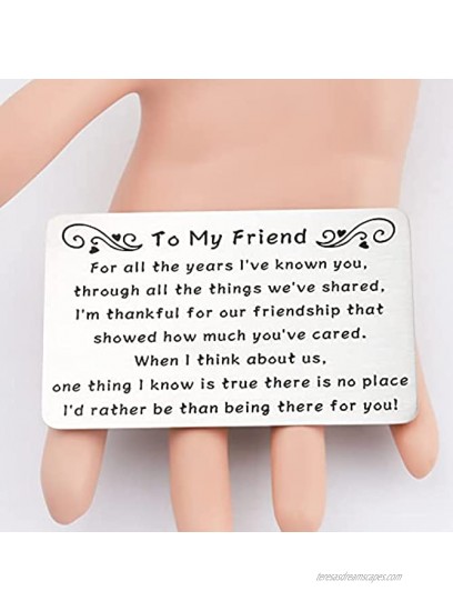 WSNANG To My Friend Gifts Engraved Metal Wallet Insert Card BFF Friend Jewelry Long Distance Friendship Gift Birthday Gifts