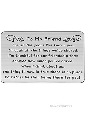 WSNANG To My Friend Gifts Engraved Metal Wallet Insert Card BFF Friend Jewelry Long Distance Friendship Gift Birthday Gifts