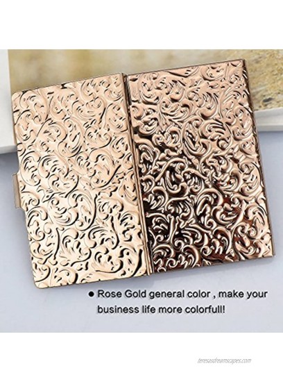 YOBANSA Stainless Steel Rose Gold Business Card Holder Credit Card Holder Name Card Holder Business Card Case for Men and Women Rose Gold 02