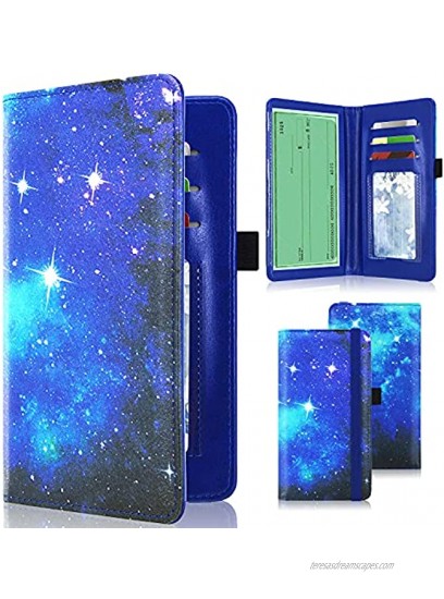 ACdream Checkbook Cover Leather RFID Blocking Check Book Wallet Protective Premium Business and Personal Duplicate Checks Holder with Credit Card Slot for Women Men