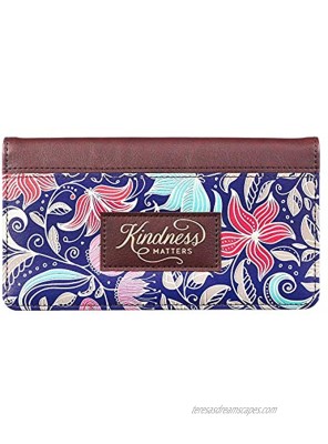 Checkbook Cover for Women Kindness Matters Floral Wallet Faux Leather Inspirational Checkbook Cover for Duplicate Checks & Credit Cards