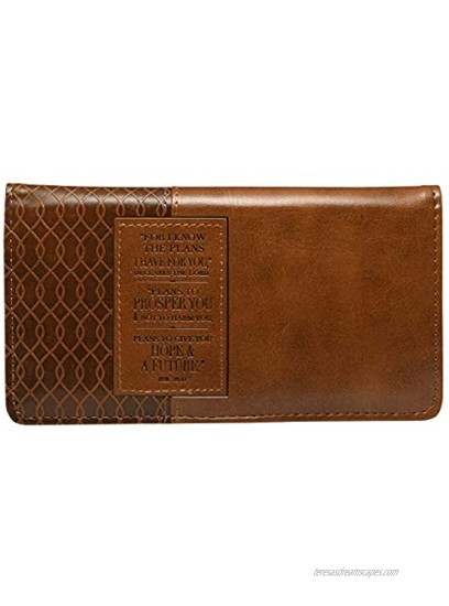Christian Art Gifts Jeremiah 29 11 Two-tone Checkbook Cover ,Brown ,One Size