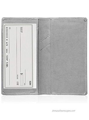 Leather Checkbook Cover Holder with Free Divider Right Handed with Middle Pen Design Checkbook Cover Case for Women Men