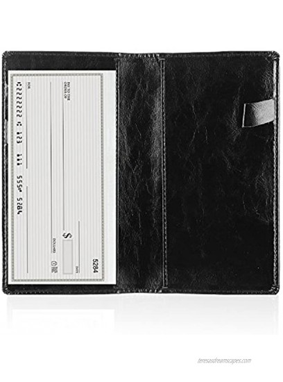 Leather Checkbook Cover Holder with Free Divider Right Handed with Side Pen Design Checkbook Cover Case for Women Men