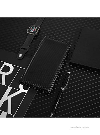 Leather Checkbook Cover with Pen Holder and Built-in Divider Basic Checkbook Holder Case for Men&Women Weaved Black