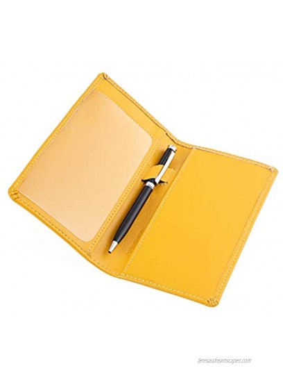 Leather Checkbook Cover with Pen Holder and Built-in Divider Basic Checkbook Holder Case for Men&Women Yellow Ballon