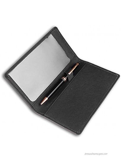 Leather Checkbook Cover with Pen Holder and Built-in Divider Basic Checkbook Holder Case for Men&Women Cross Black