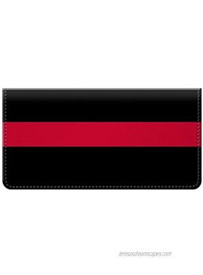 Thin Red Line of Courage in Support of Firefighters Manufactured in USA Checkbook Cover